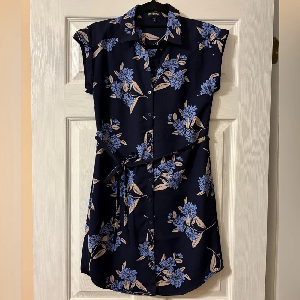 Express Blue Flutter Sleeve Sundress - Picture 1 of 3